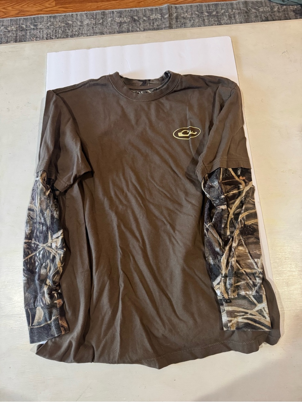 Drake Long Sleeve Layered-Look Hunting Tee with Camouflage Sleeves